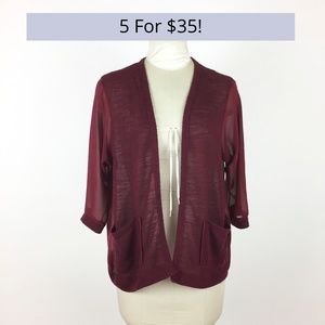 UO Silence & Noise Burgundy Red Cardigan